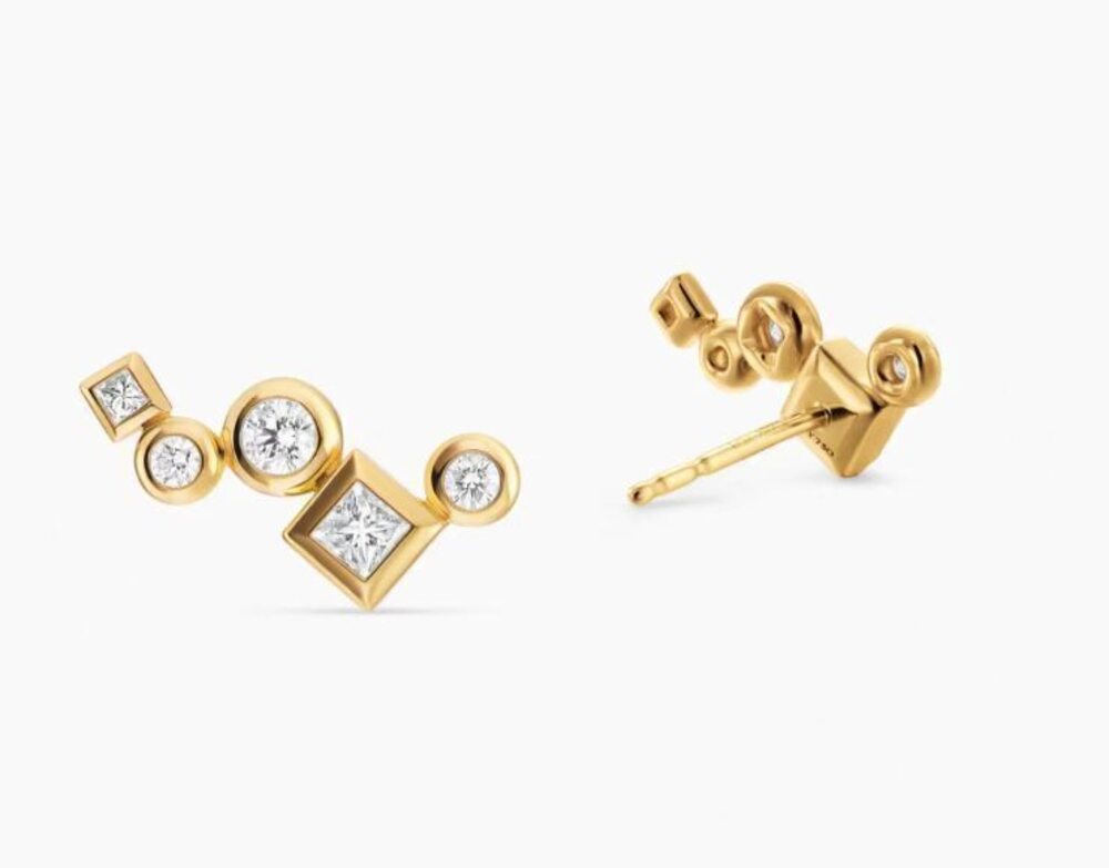 David Yurman Gold Curled Ear Stud Earrings